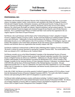 CV for Neil Broom Expert Witness in Computer Forensics Investigations in Sarasota Florida